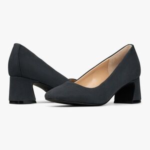 NWOB NYDJ Women's Fay Mid Heel Pump Charcoal Grey/Navy Suede Size 11 Square Toe